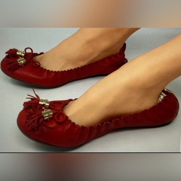 TORY BURCH REESE TASSEL LEATHER BALLET FLATS PINK NEW SIZE 5/36 - Picture 10 of 12